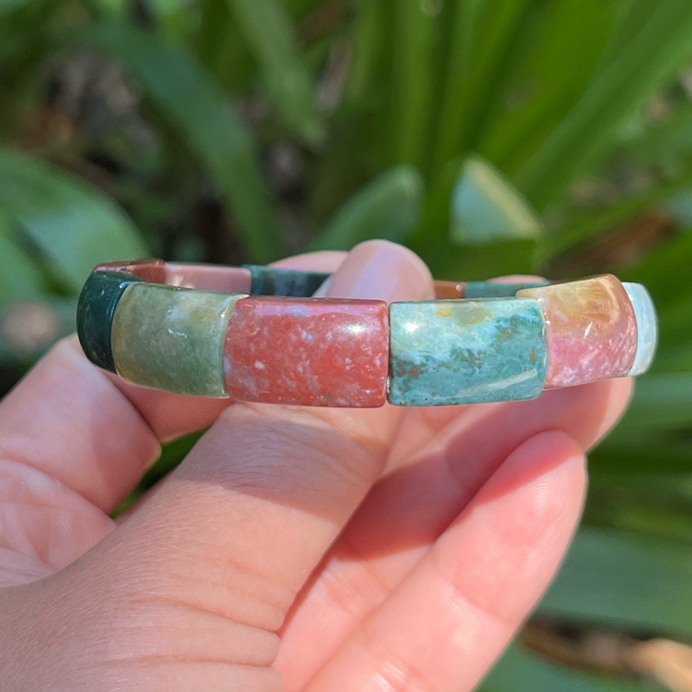 Stretchable colorful ocean jasper‎ soft bangle